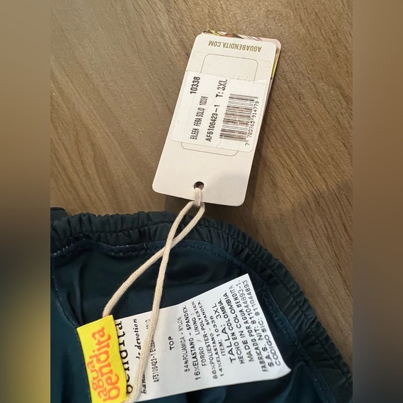 AGUA BENDITA Eileen Fera Smocked Bikini Top Puff Sleeves Womens 3X NWT - Picture 5 of 6